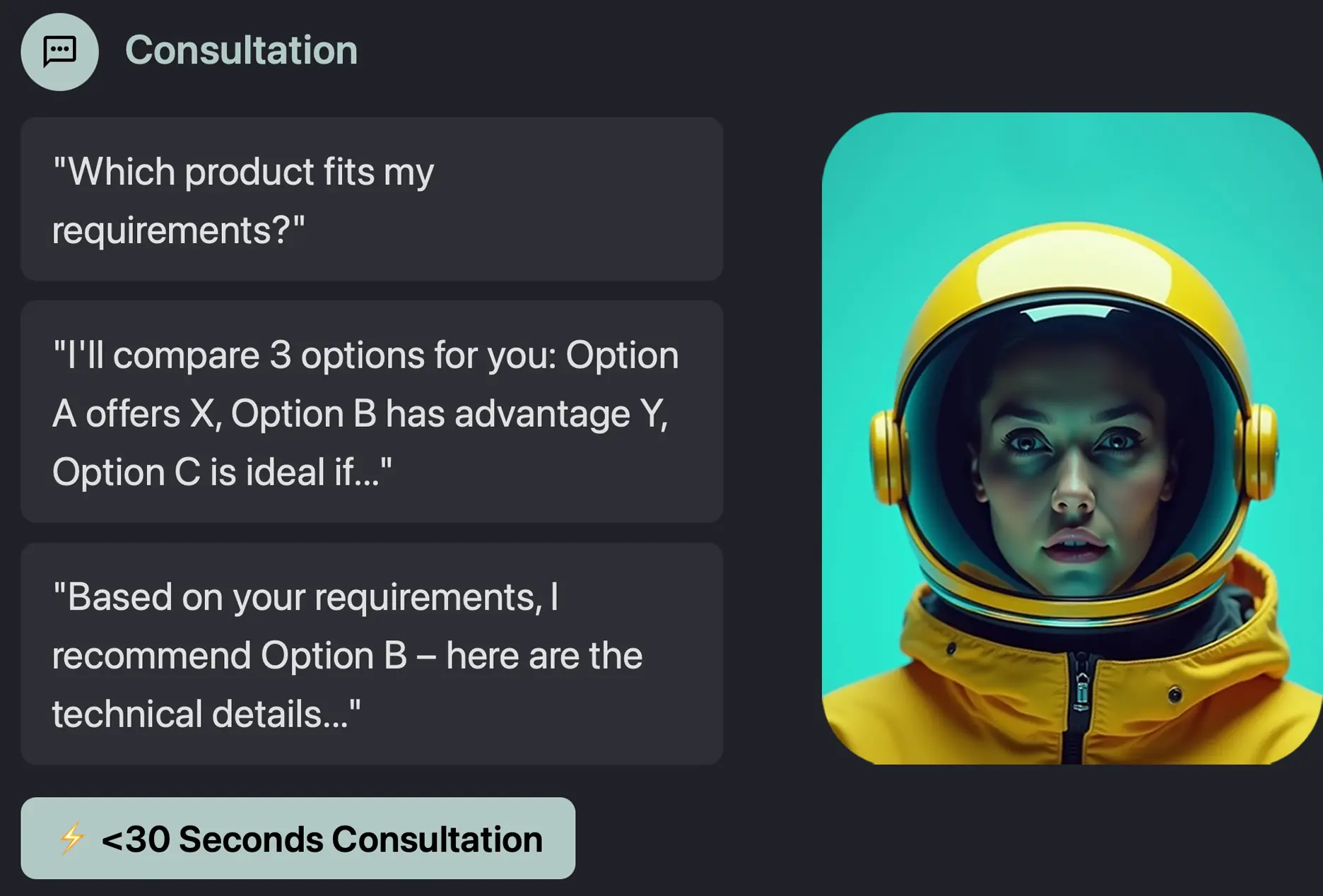 AI employee providing expert-level advice on complex products