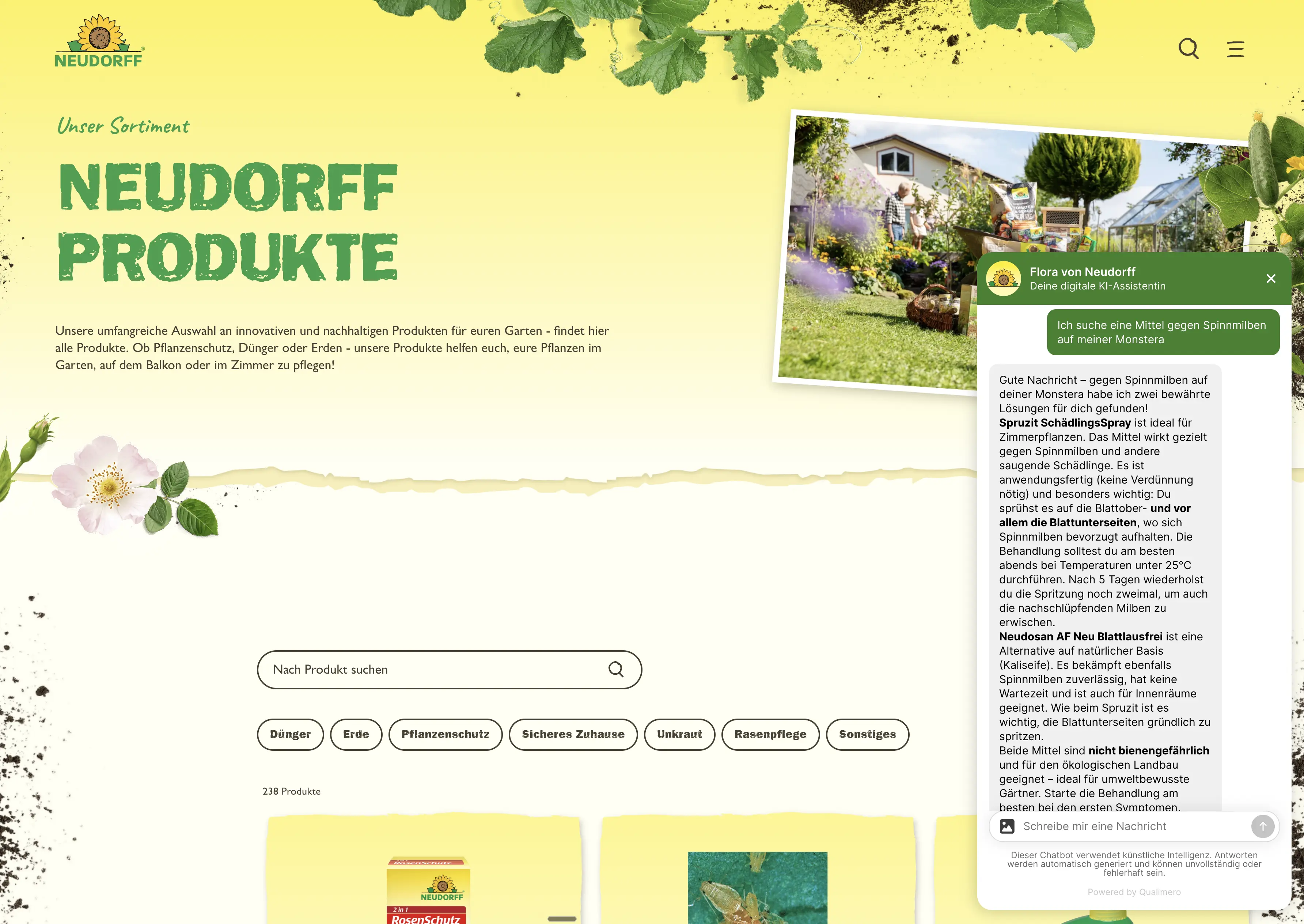 Flora live im Webchat auf neudorff.de