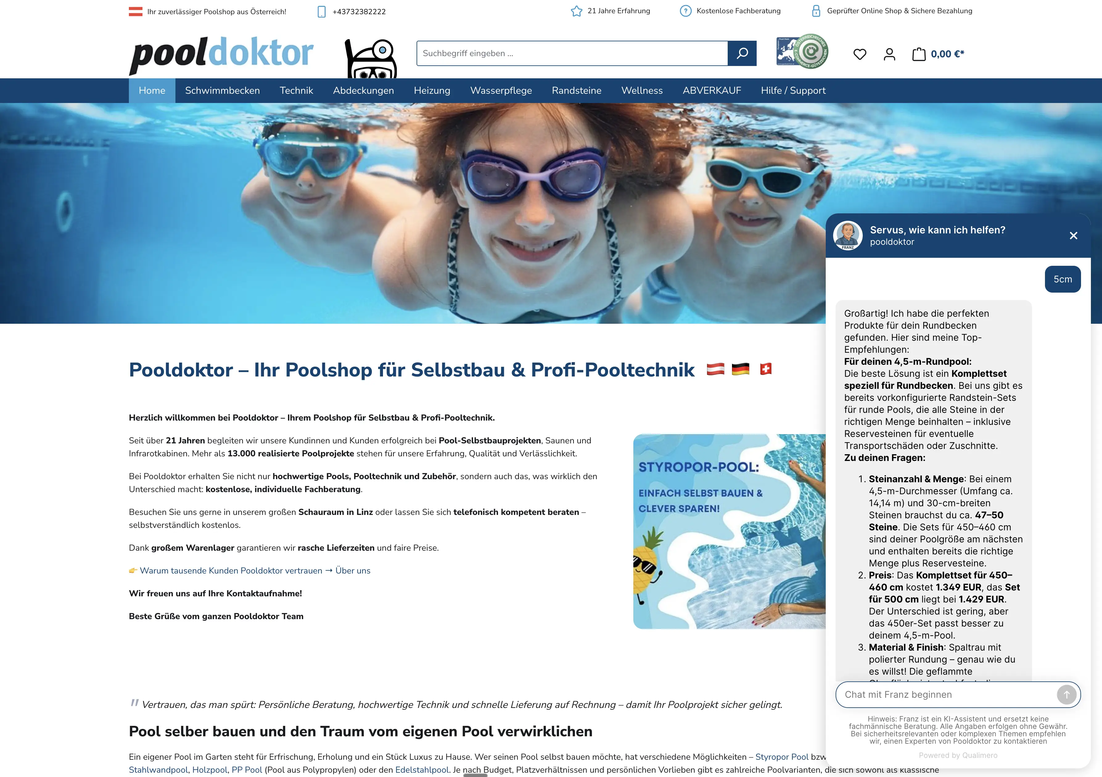 Franz live als Webchat auf pooldoktor.com