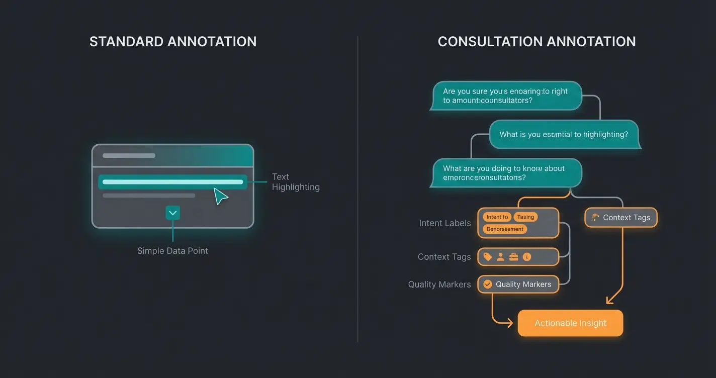 Vergleich zwischen Standard-Annotation und Beratungs-Annotation in einem Dialogbaum