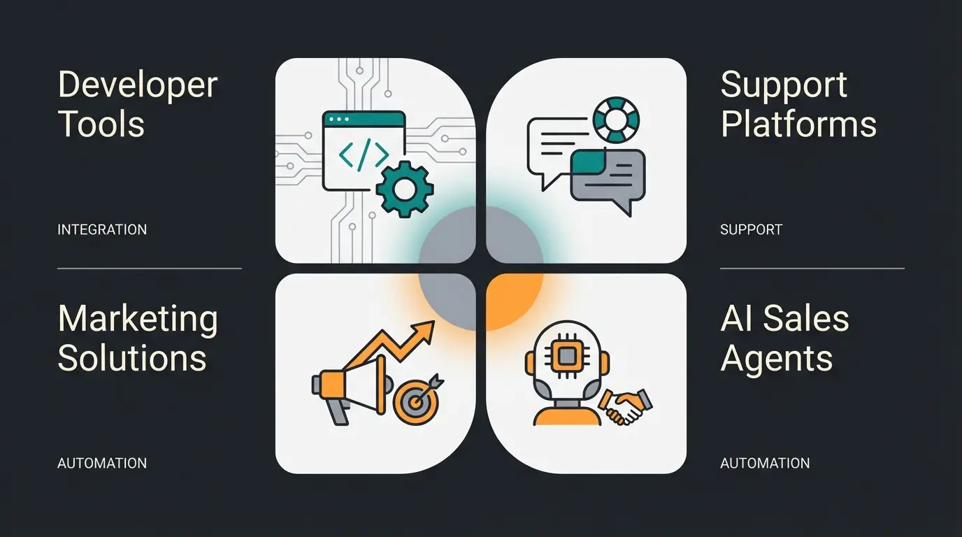 Comparison table showing WhatsApp API provider categories and their primary use cases