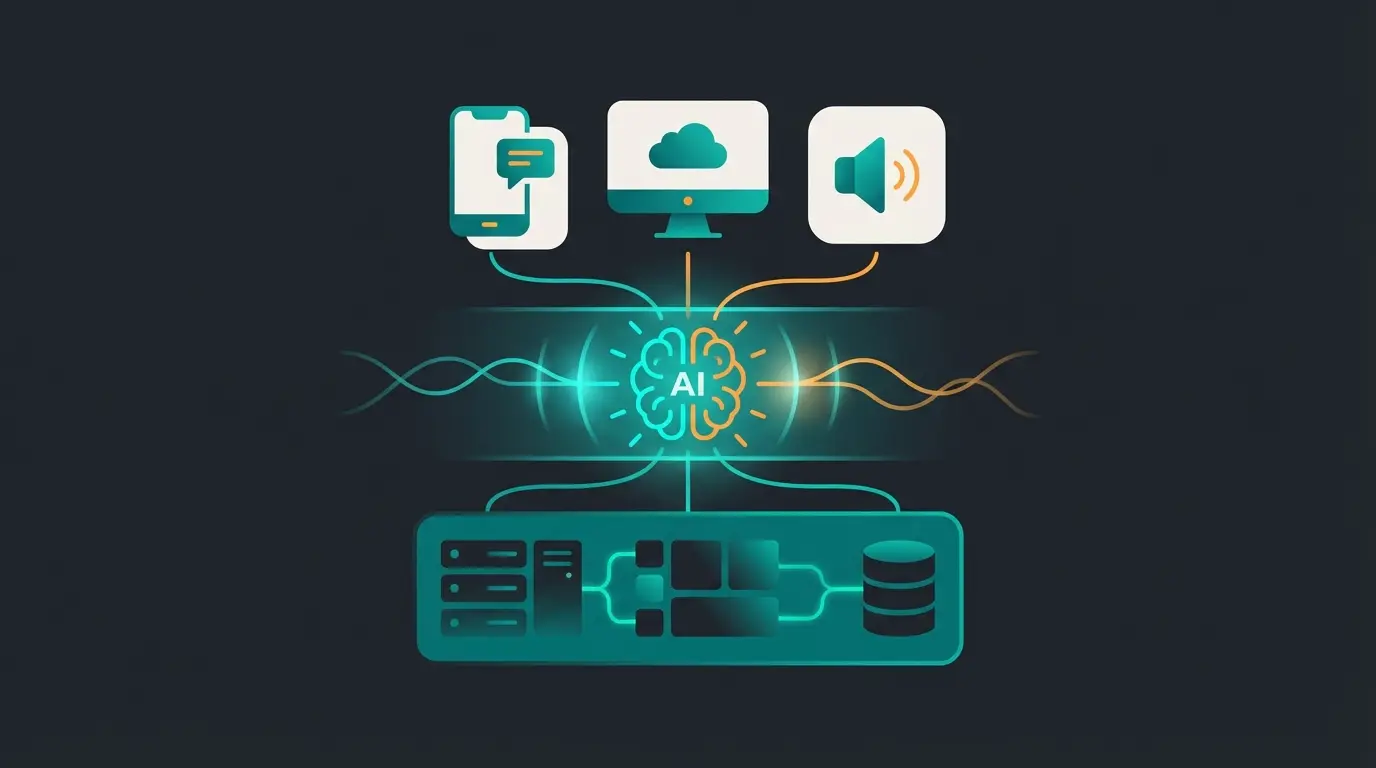 Shopware Headless architecture diagram showing AI intelligence layer between backend and frontend