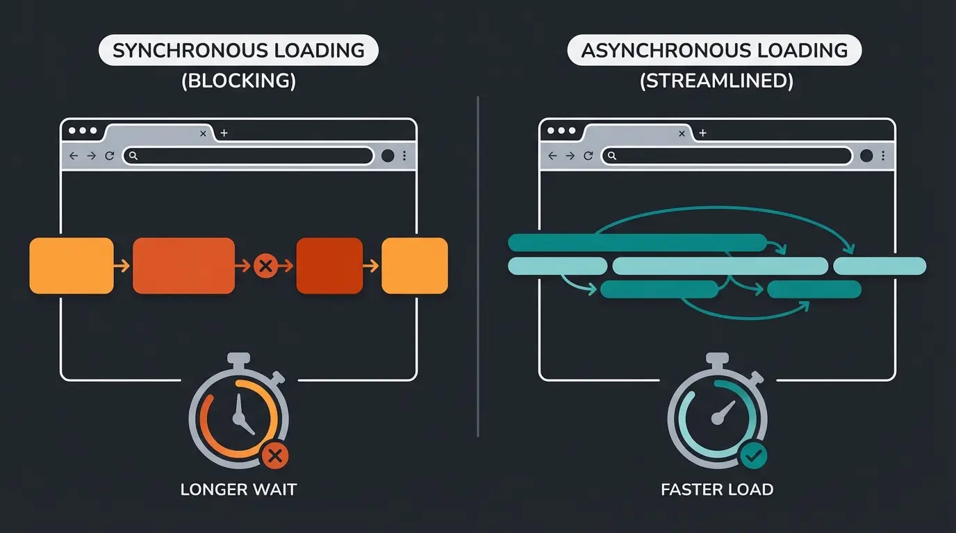Vergleich zwischen synchronem und asynchronem JavaScript-Laden