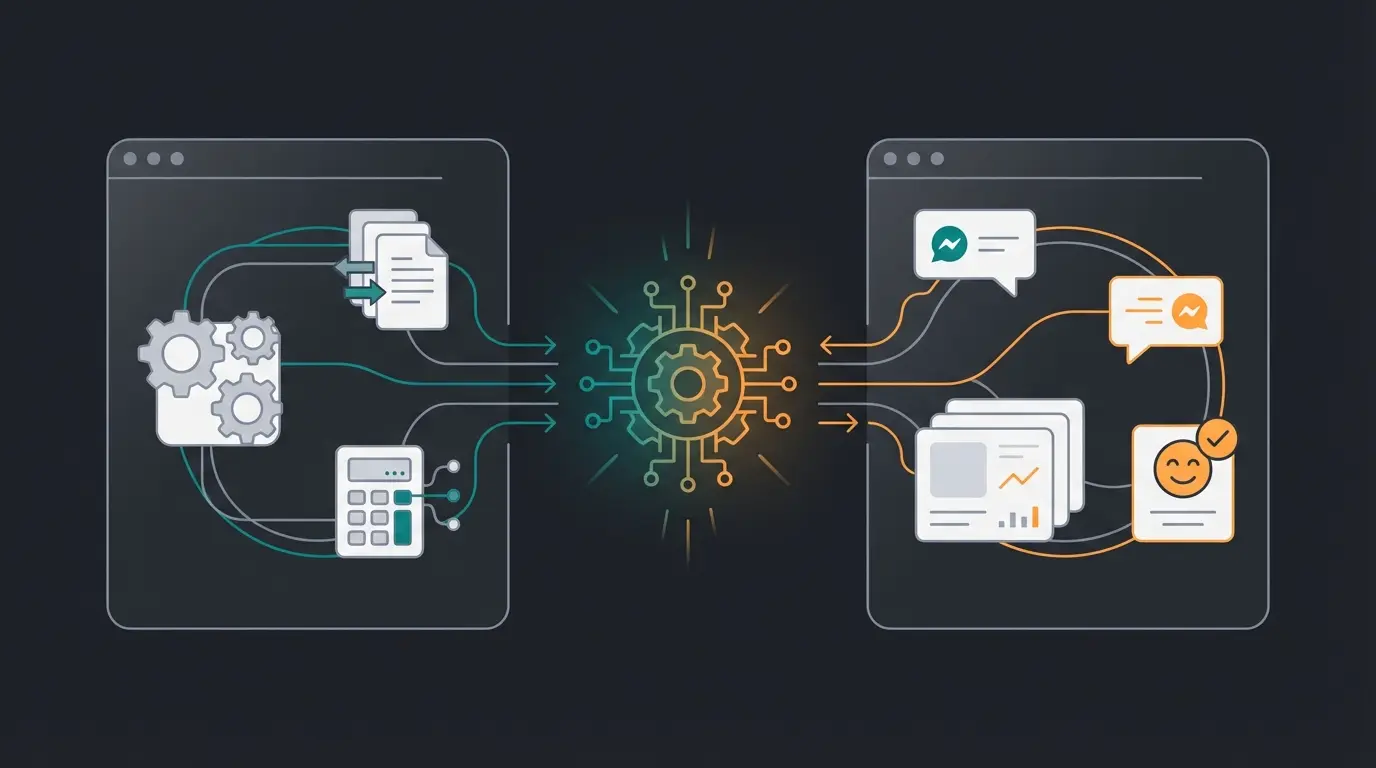 AI-powered smart shop concept showing automated backend and intelligent frontend customer service