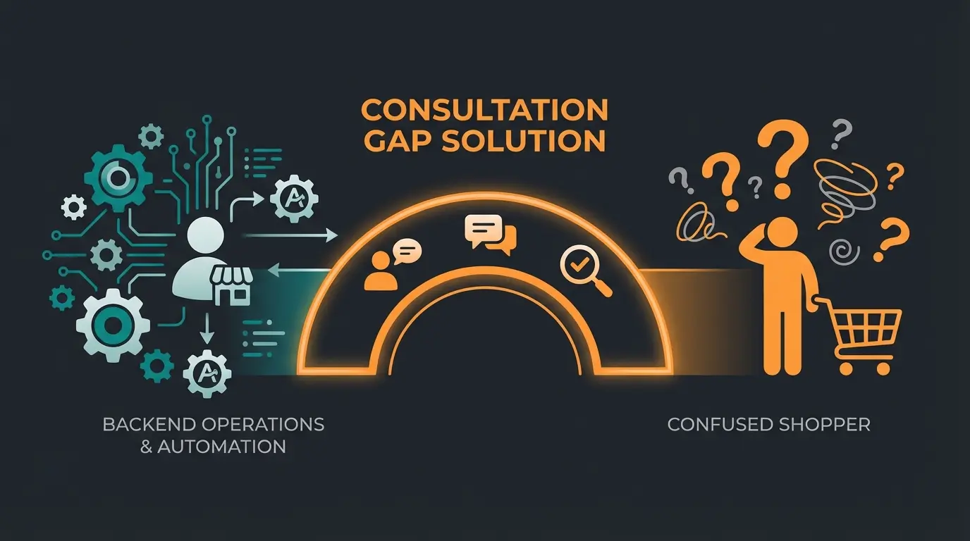 Visualization of the gap between backend AI efficiency and customer-facing AI consultation in e-commerce