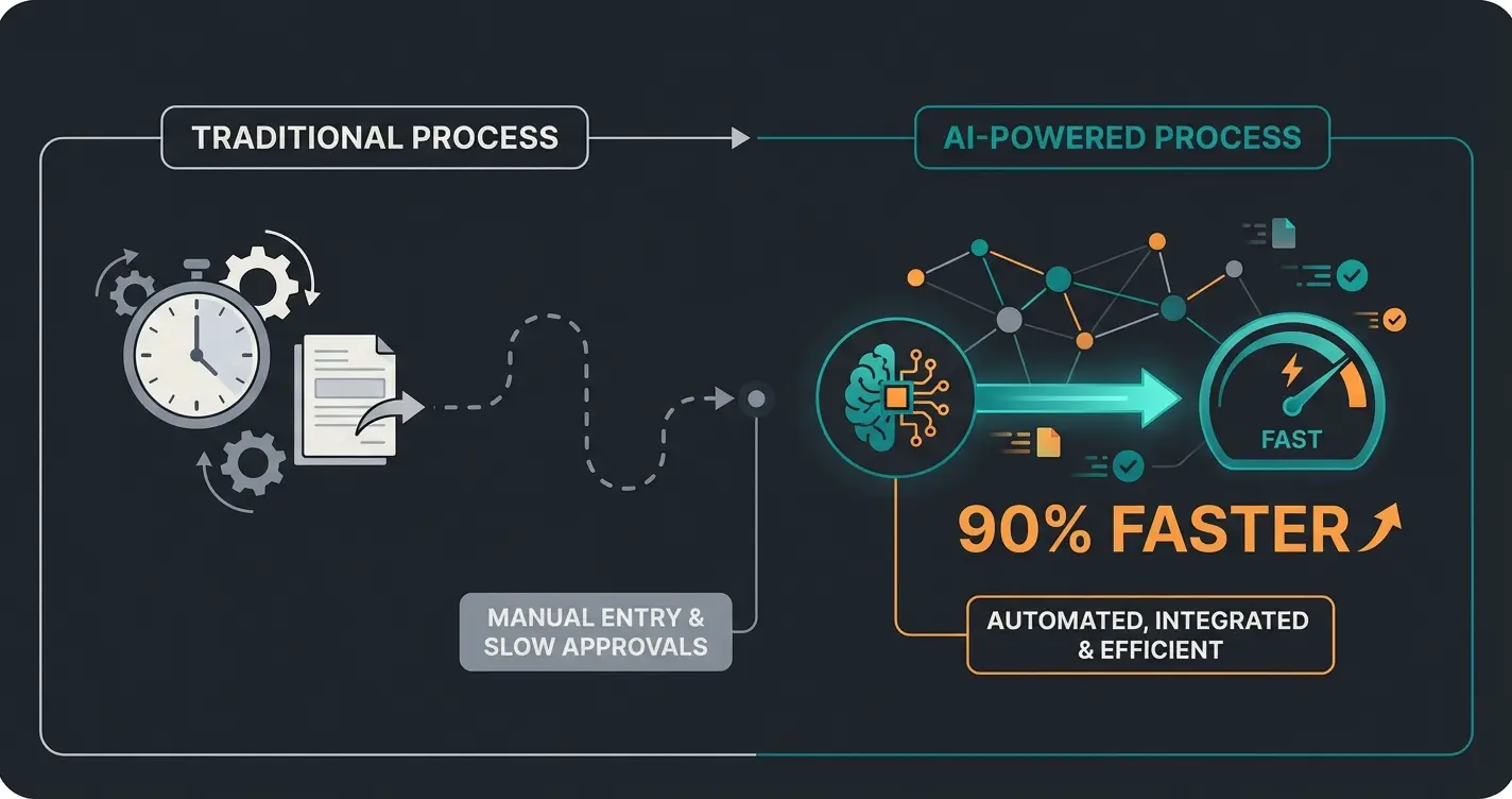Infografik zum optimierten Shopware B2B Bestellprozess mit KI-Integration