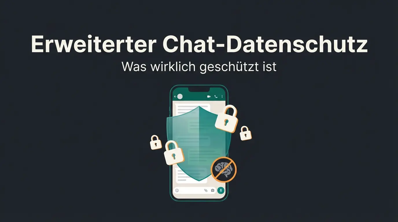 WhatsApp erweiterter Chat-Datenschutz Funktionen und Grenzen visualisiert