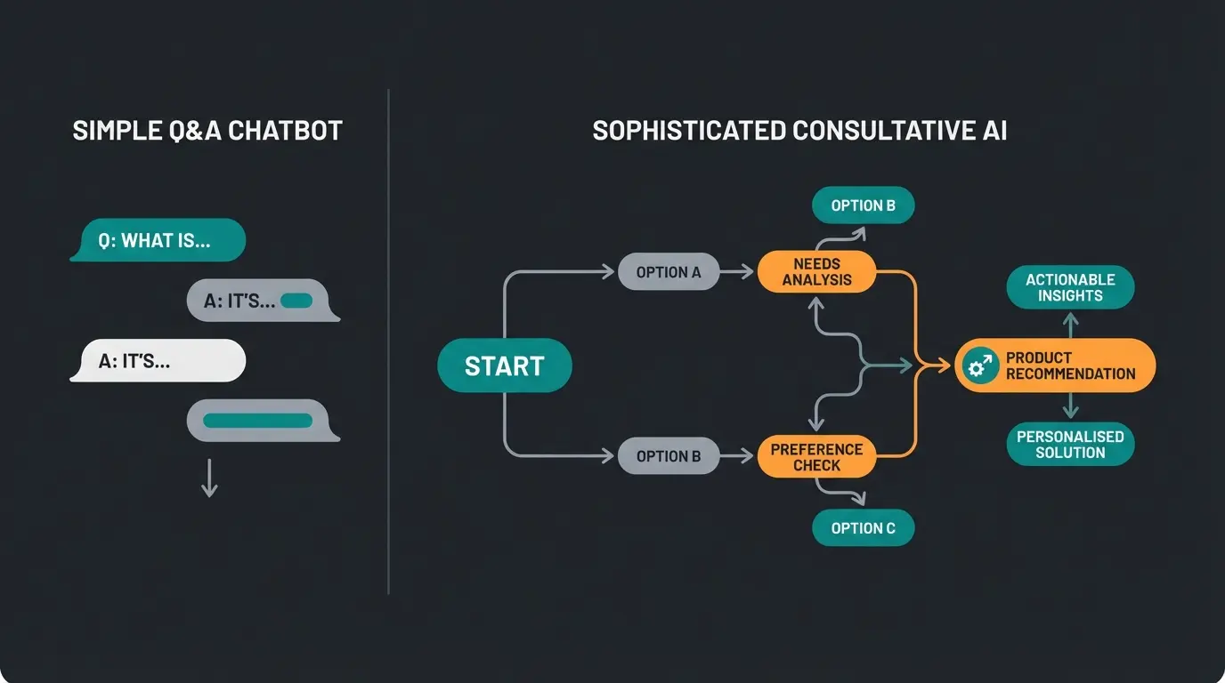 Comparison between reactive chatbot and consultative AI sales assistant