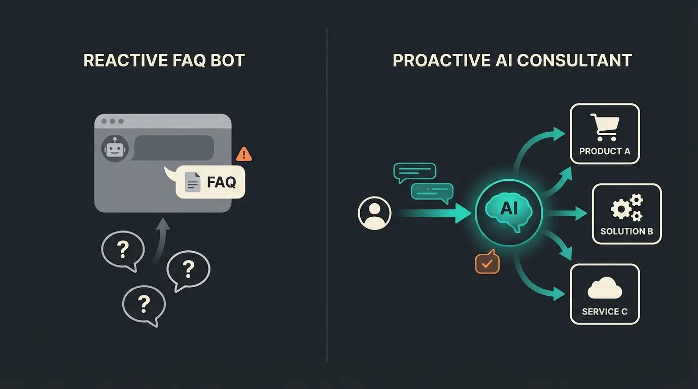 Vergleich zwischen reaktivem Support Bot und proaktivem KI-Berater
