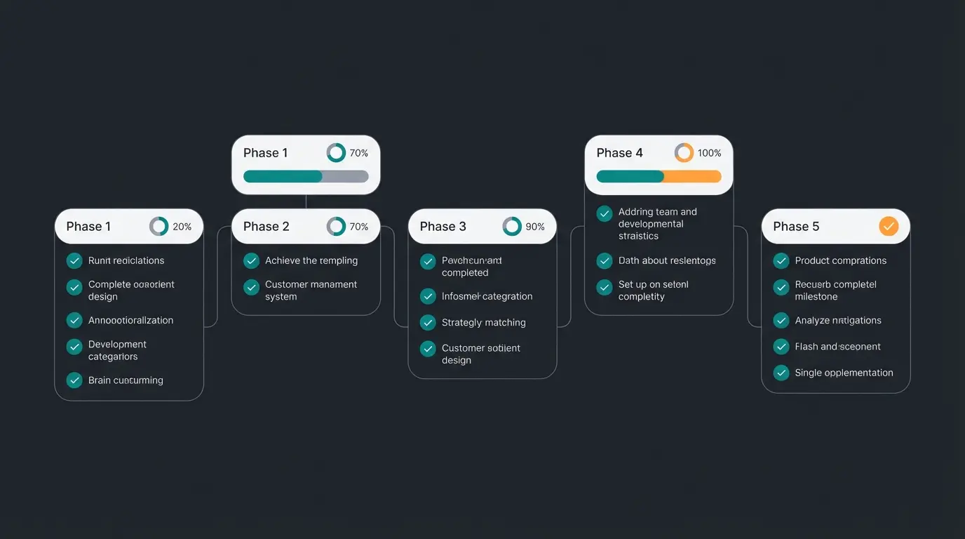 Migrations-Checkliste als visuelle Übersicht mit allen fünf Phasen