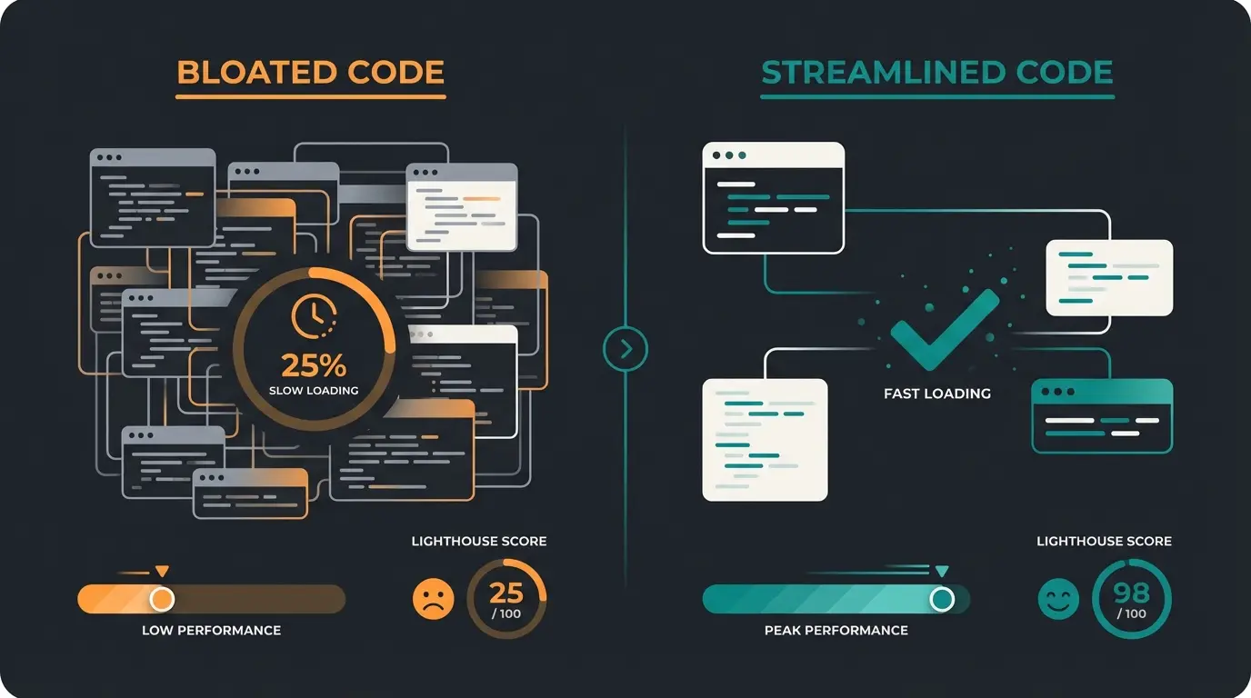 Visual comparison of Luma vs Hyvä theme performance metrics showing dramatic improvement