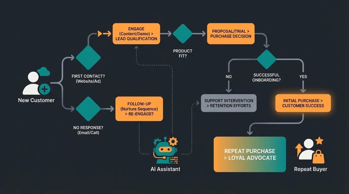 Entscheidungsbaum für Kundenlenkung zwischen Etsy und WooCommerce