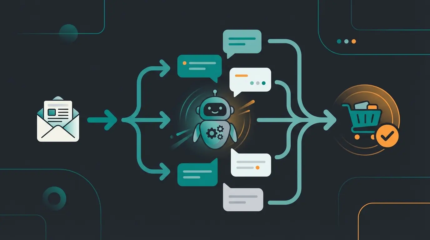 AI sales agent conversation flow showing customer journey from newsletter to purchase