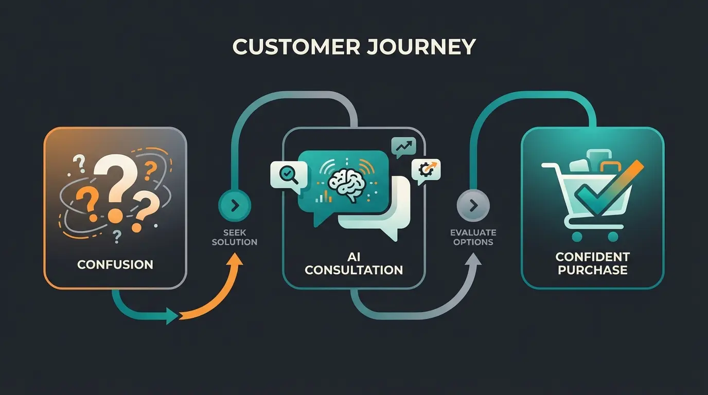 AI chatbot guiding customer through product selection with personalized recommendations