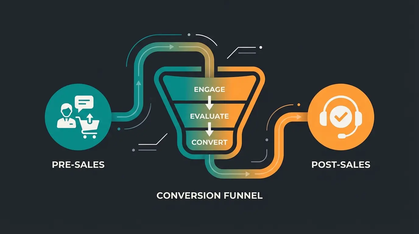 Visualisierung der Customer Journey mit KI an zwei Touchpoints: Pre-Sales Beratung und Post-Sales Support