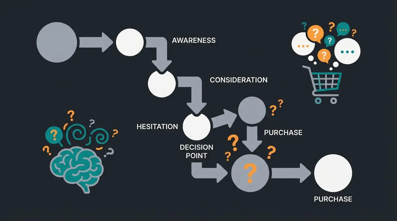 Visualization of customer decision journey showing anxiety points in online shopping