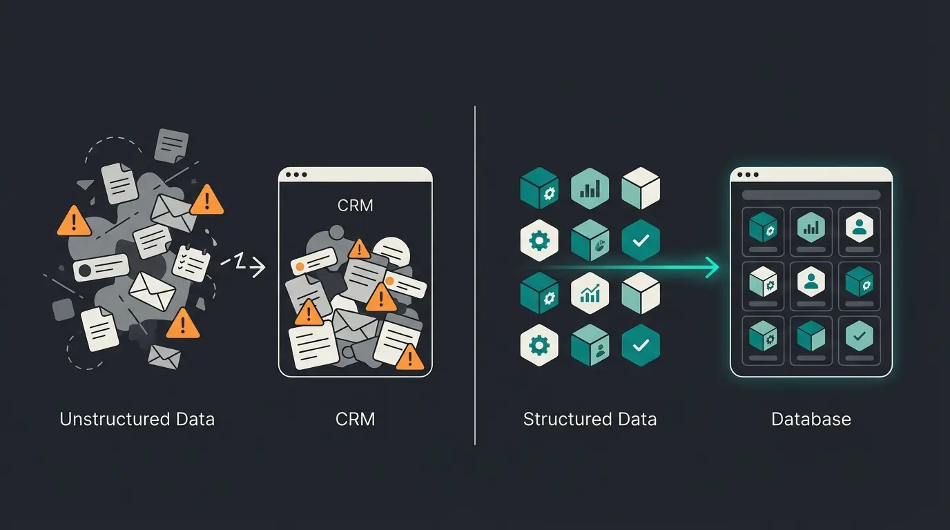 Diagram showing standard integration data flow problems versus AI-enhanced data enrichment
