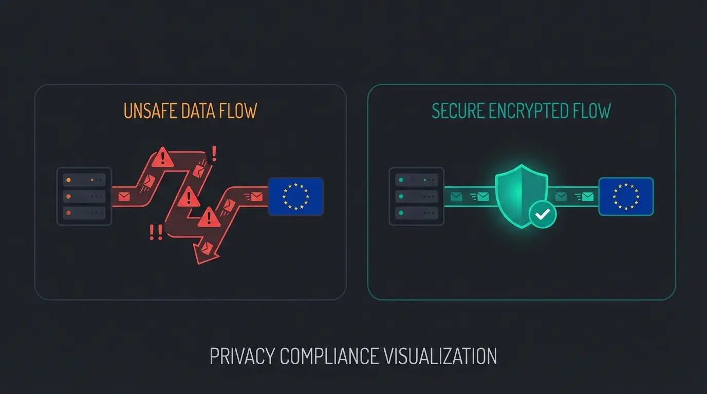 GDPR compliance comparison between WhatsApp Business App and WhatsApp Business API showing data flow and server locations