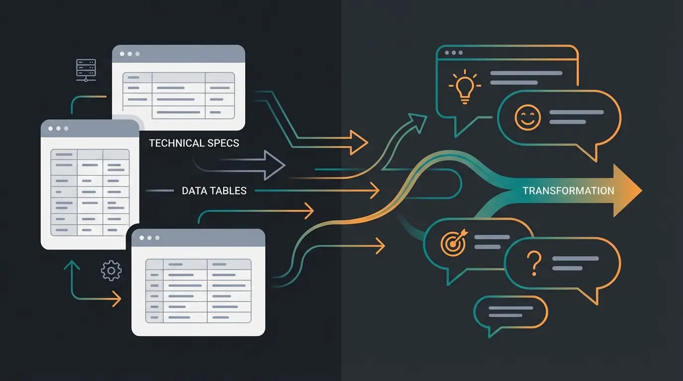 Comparison of static product data versus AI-ready consultation data in Shopware variants