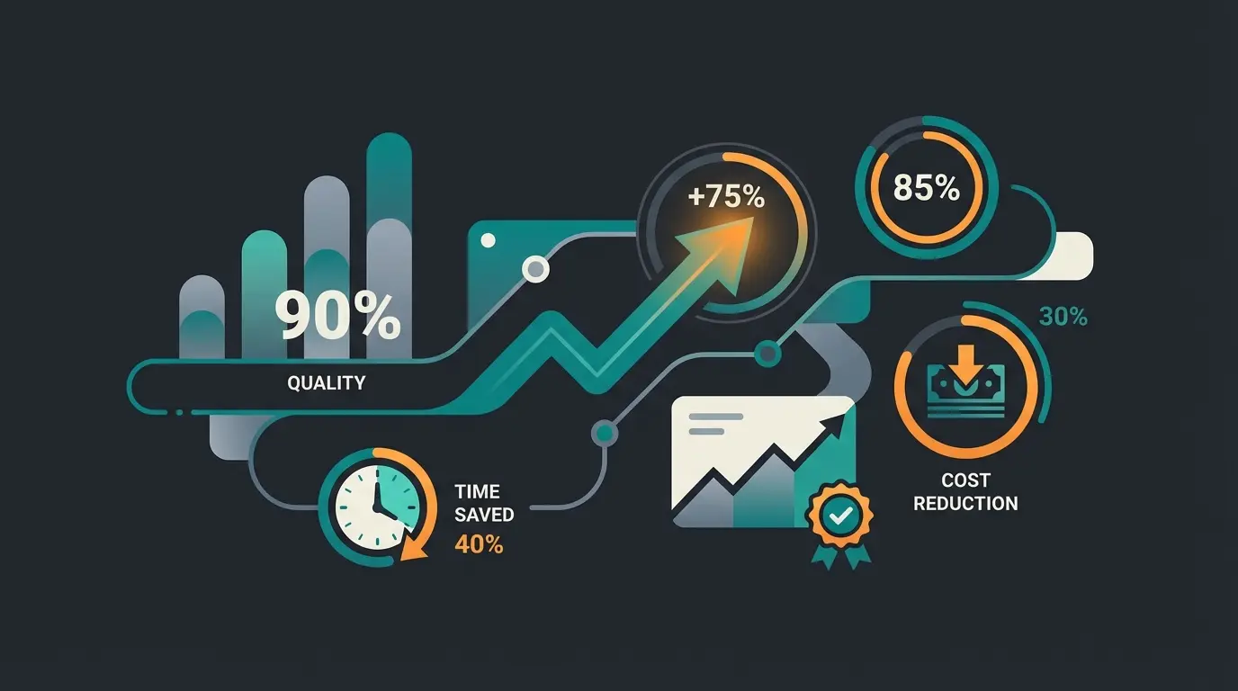 Infographic showing ROI metrics from AI recruiting implementation