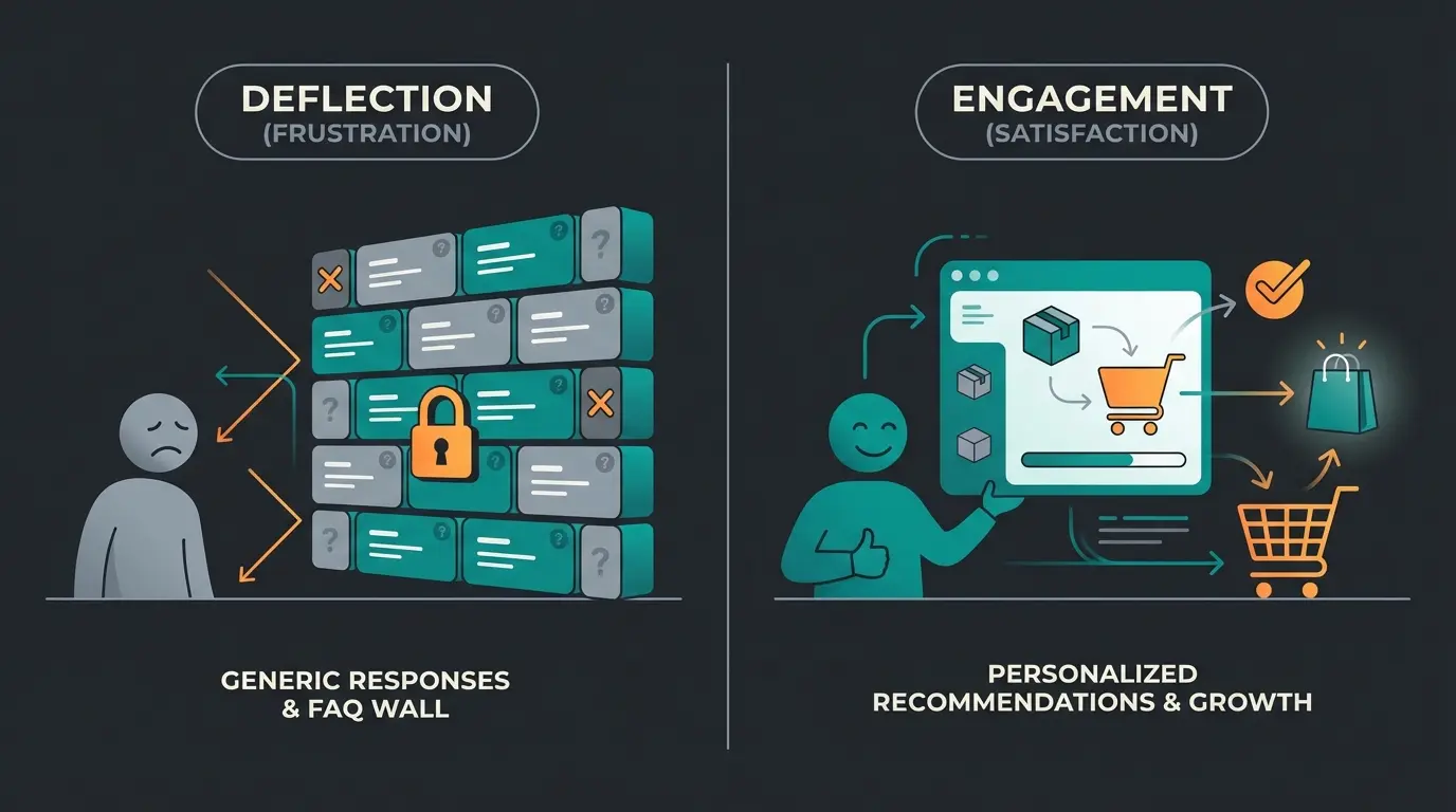 Comparison visualization of support bot deflection versus AI consultation engagement
