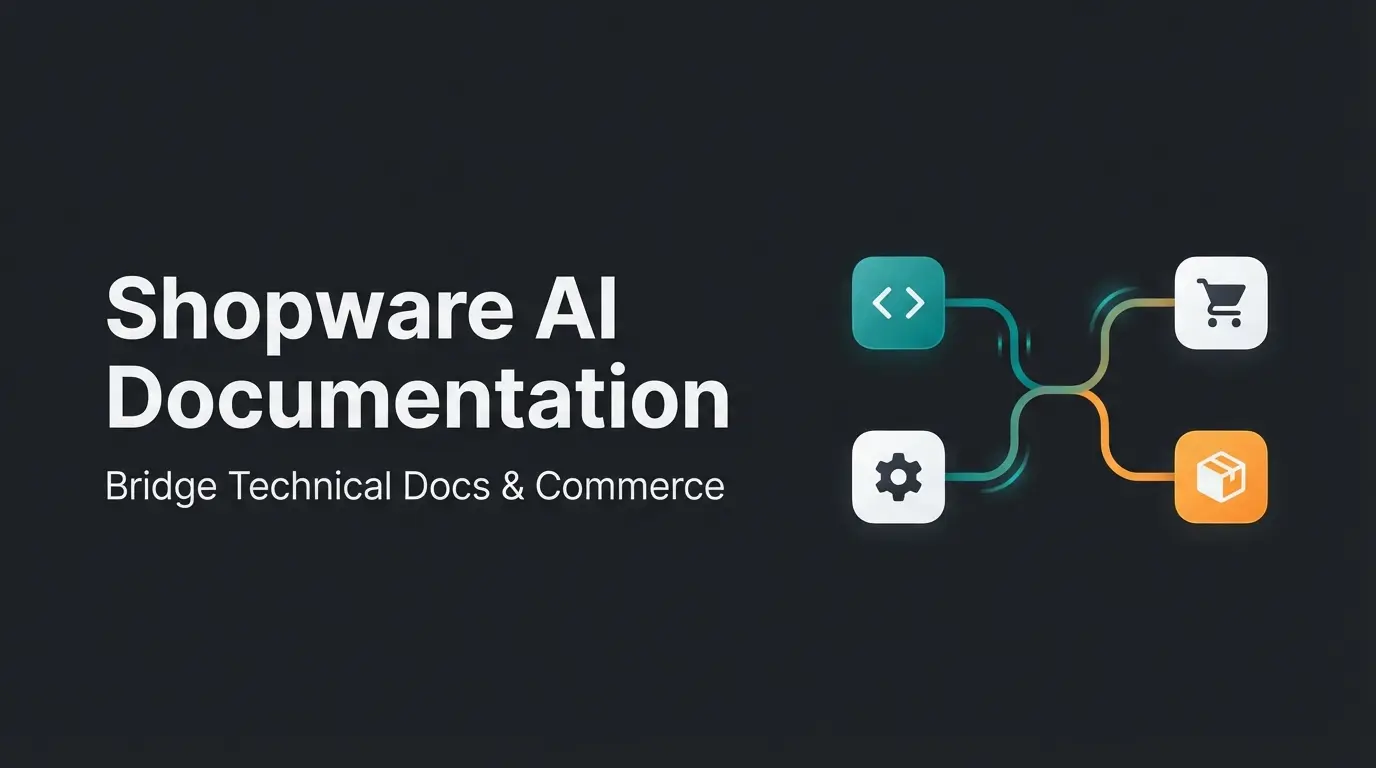 Shopware documentation ecosystem visualization with navigation paths for merchants and developers