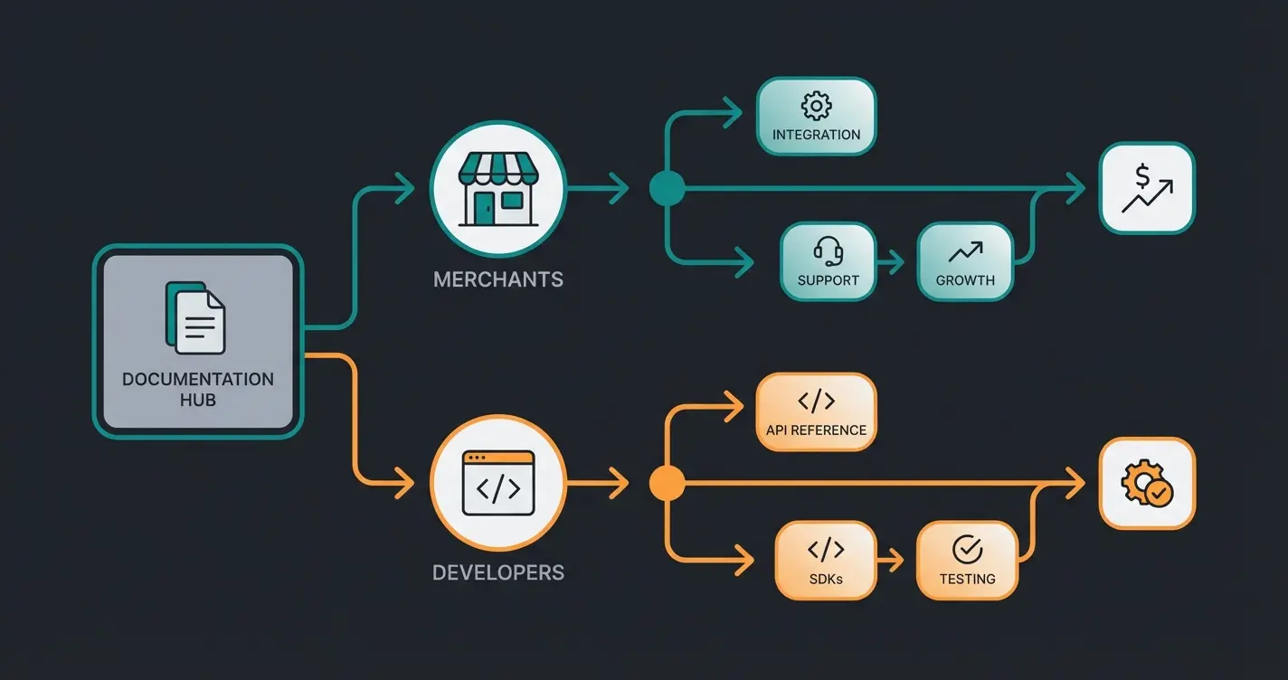 Documentation ecosystem map showing pathways for different user types