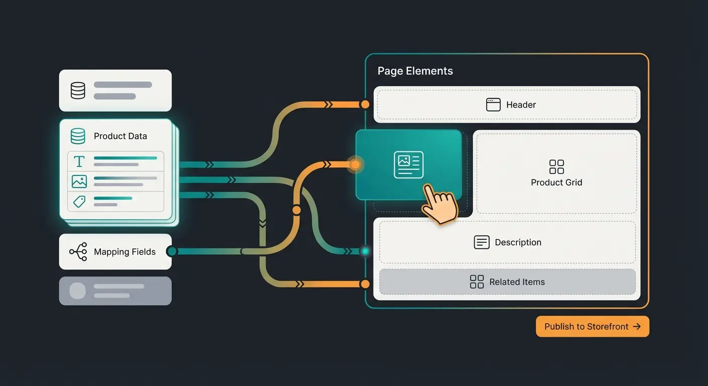 Shopware Shopping Experiences interface with custom field mapping for SEO content