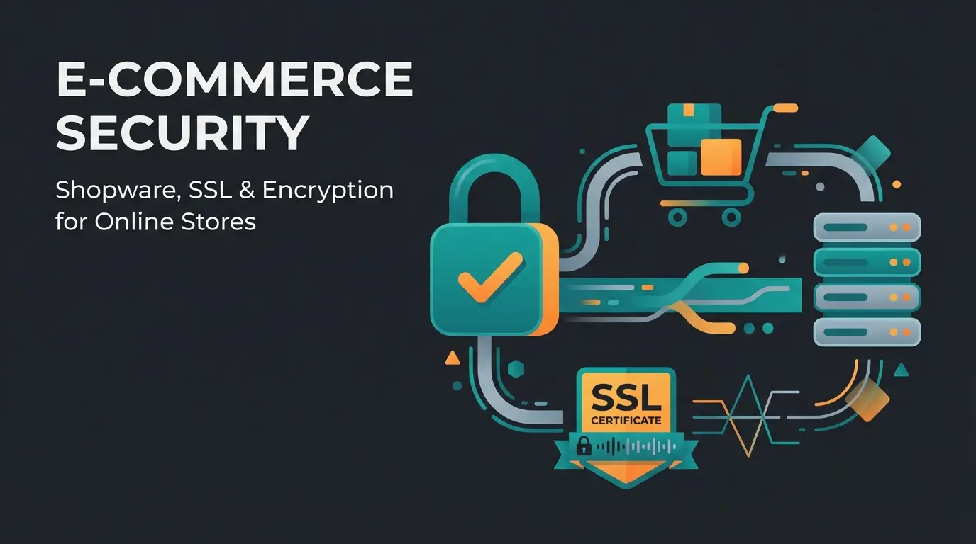 Shopware SSL configuration and security setup illustration with padlock and server elements