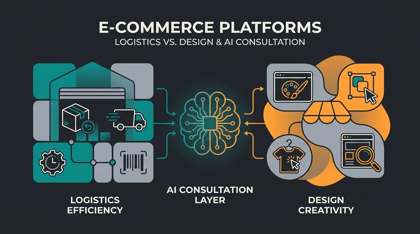 Shopware vs JTL platform comparison with AI consultation layer visualization
