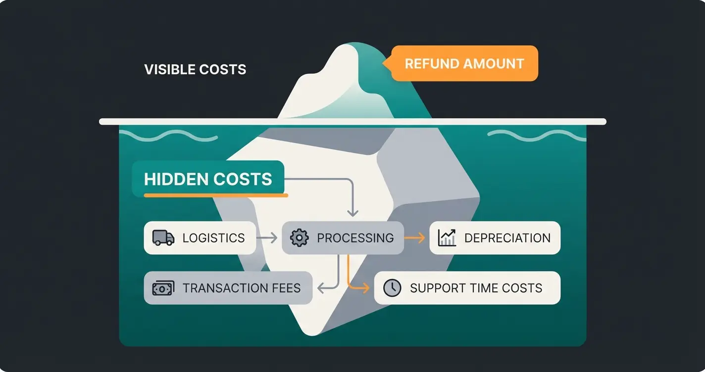 Eisberg-Modell der versteckten Kosten bei Shopify Reklamationen