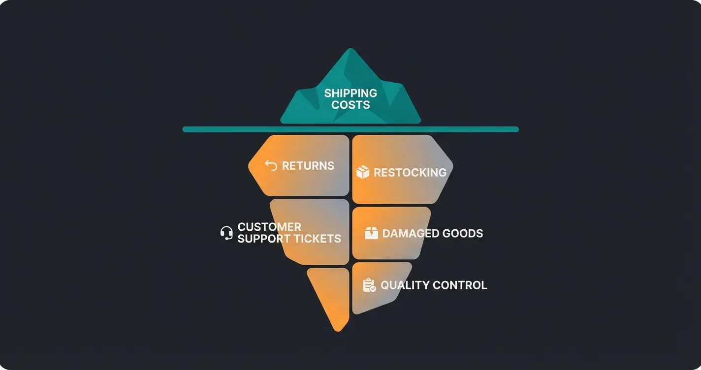Eisberg-Modell der versteckten Fulfillment-Kosten bei Retouren