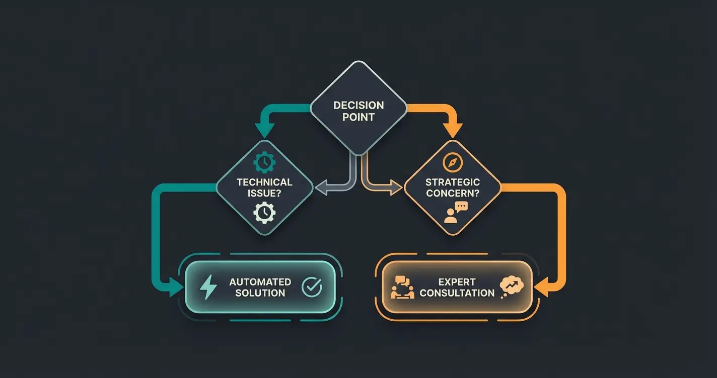 Decision flowchart for choosing between platform migration and AI consultation