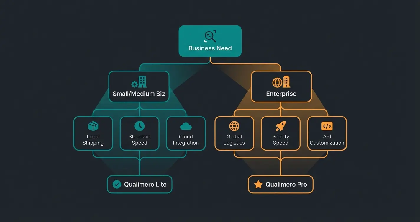 Decision matrix visualization for shipping solution selection