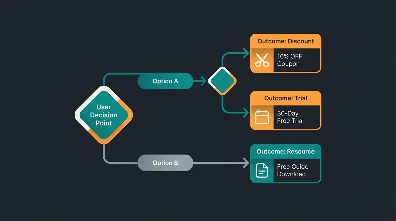 Coupon strategy decision flowchart showing different discount types for various business goals