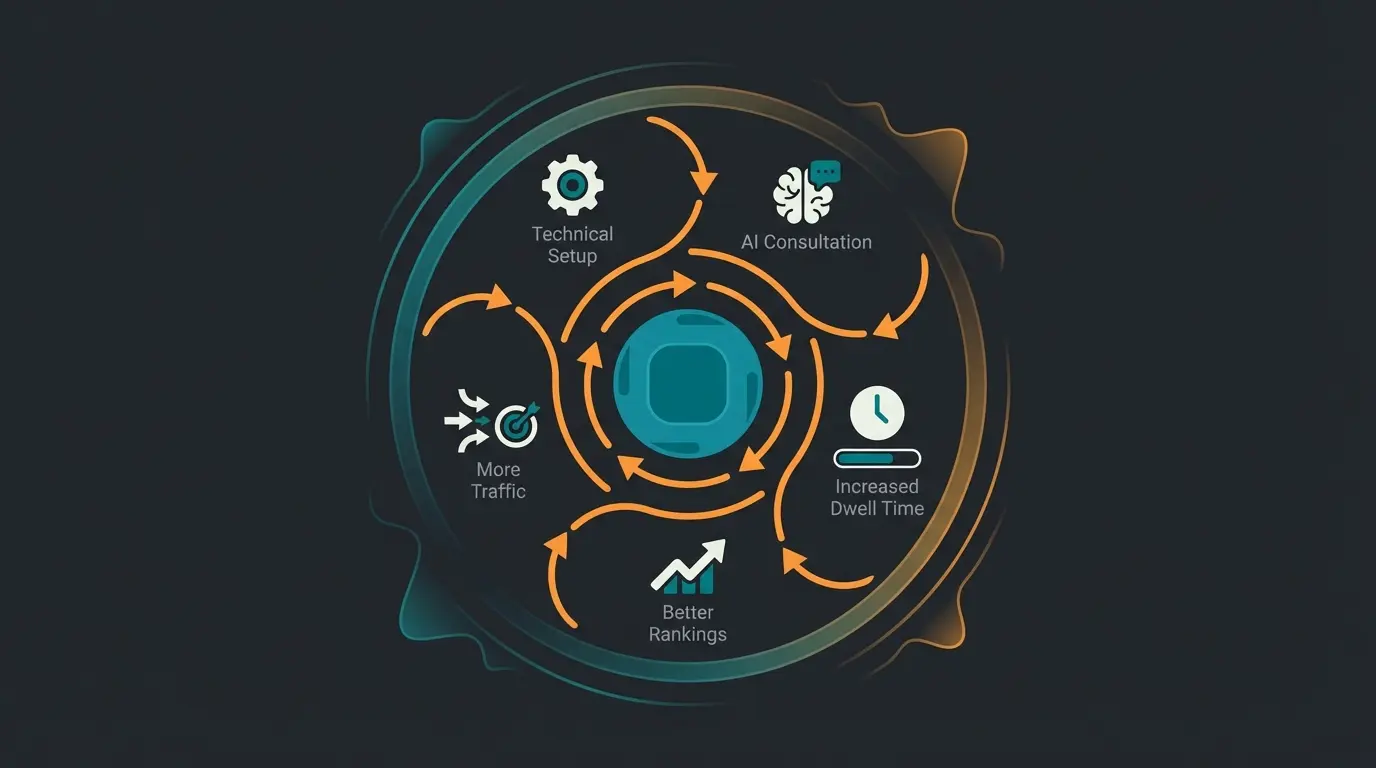 SEO-Flywheel mit KI-Beratung für kontinuierliches Ranking-Wachstum
