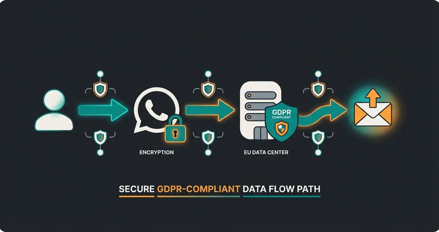 GDPR compliant data flow diagram for WhatsApp API