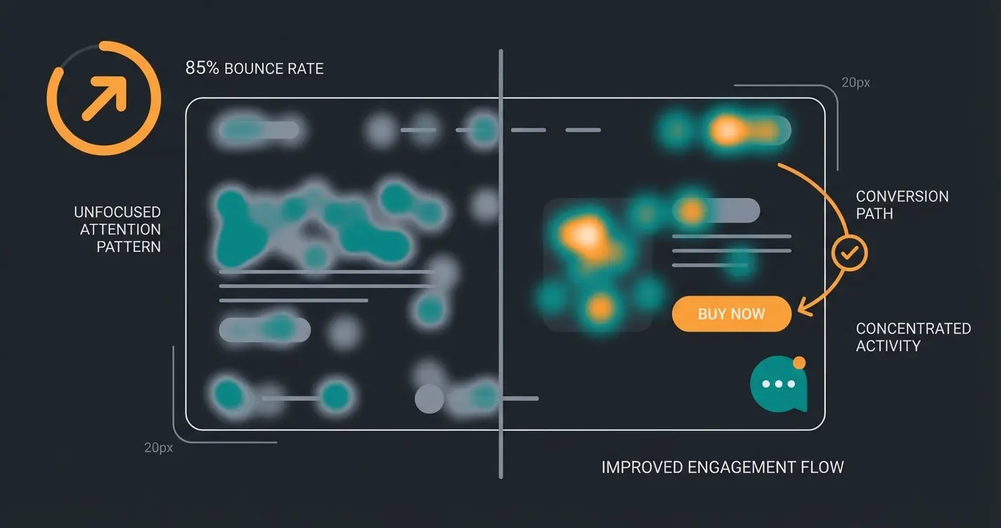 Heatmap-Vergleich Standard-Produktseite versus KI-optimierte Seite