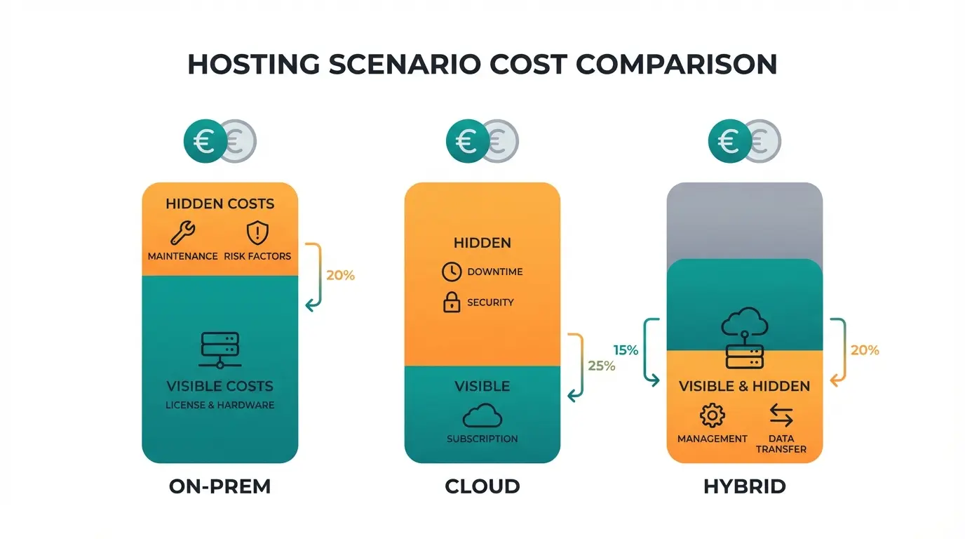Total cost of ownership comparison chart for different Magento hosting options