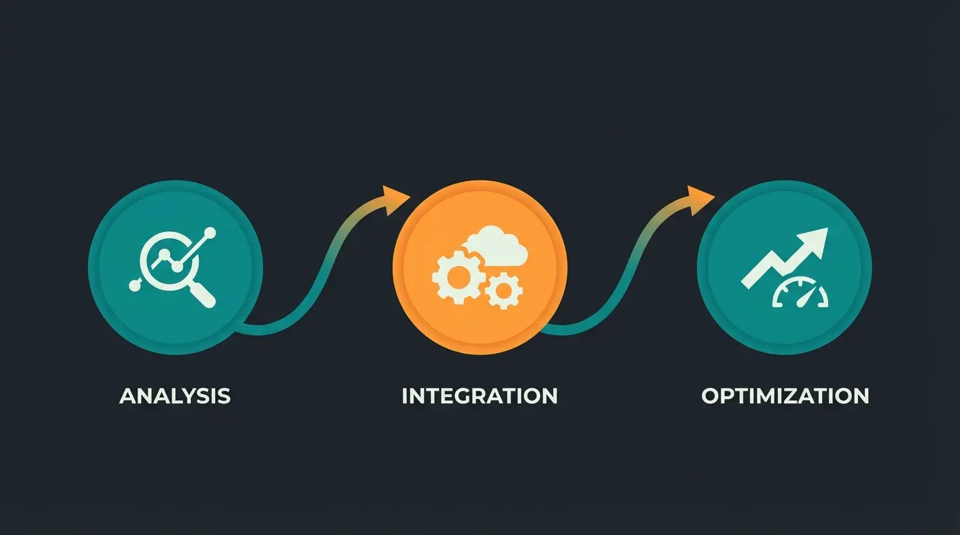 Three-step process visualization for implementing AI product consultation in e-commerce