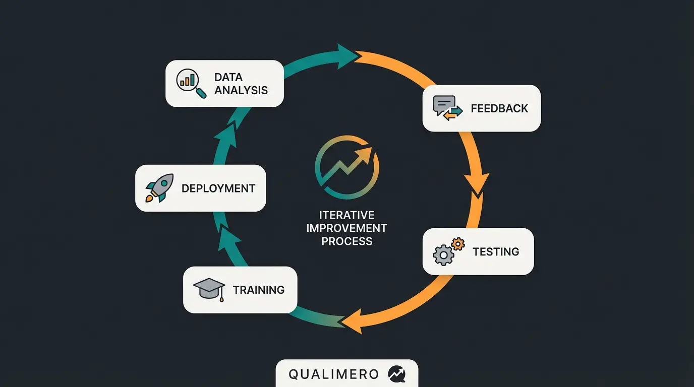 Circular diagram showing continuous improvement cycle for AI systems