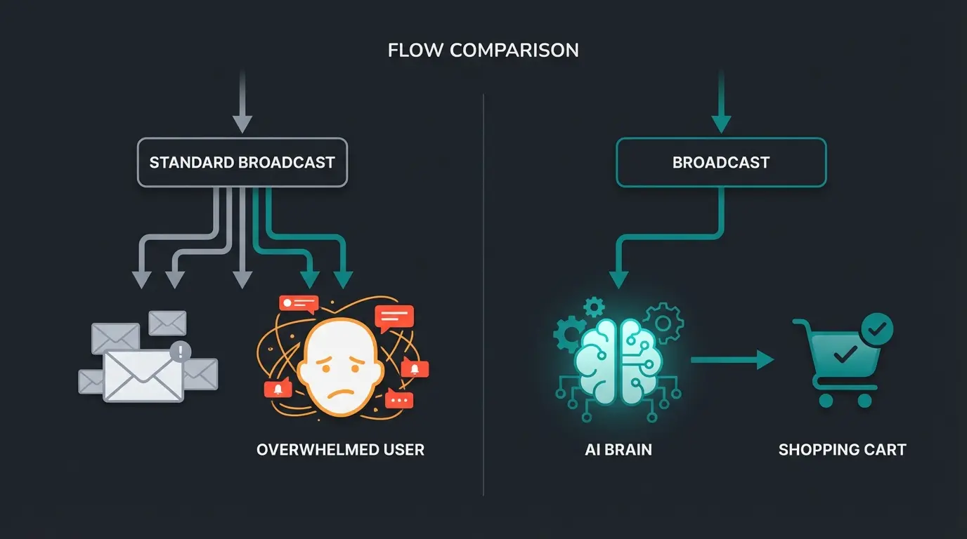 Comparison between standard newsletter approach and AI-powered consultation workflow