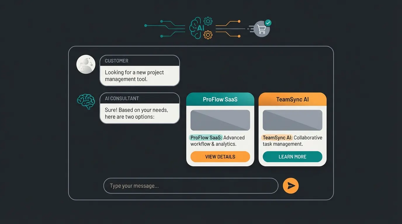 AI chatbot interface showing product recommendation conversation flow