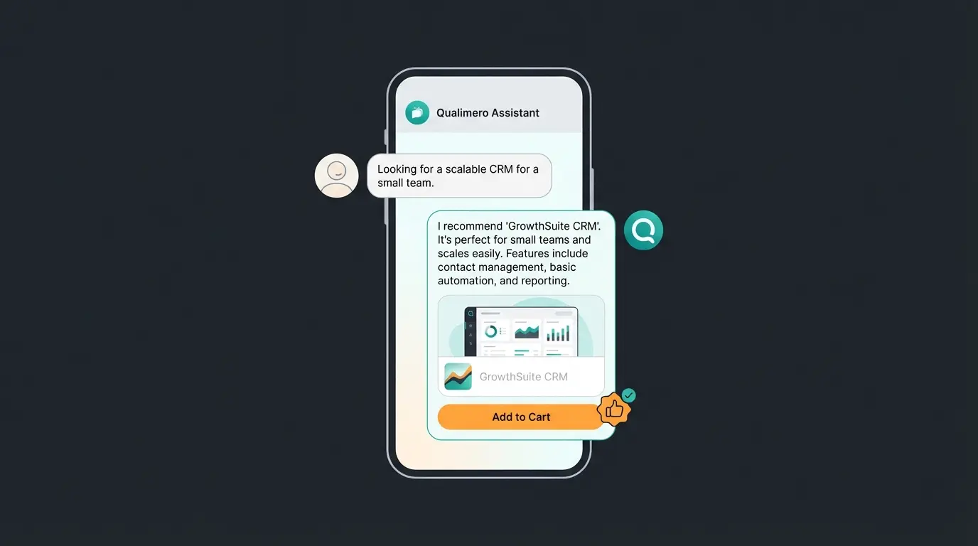Chatbot-Dialog mit erfolgreicher Produktberatung und Add-to-Cart Aktion