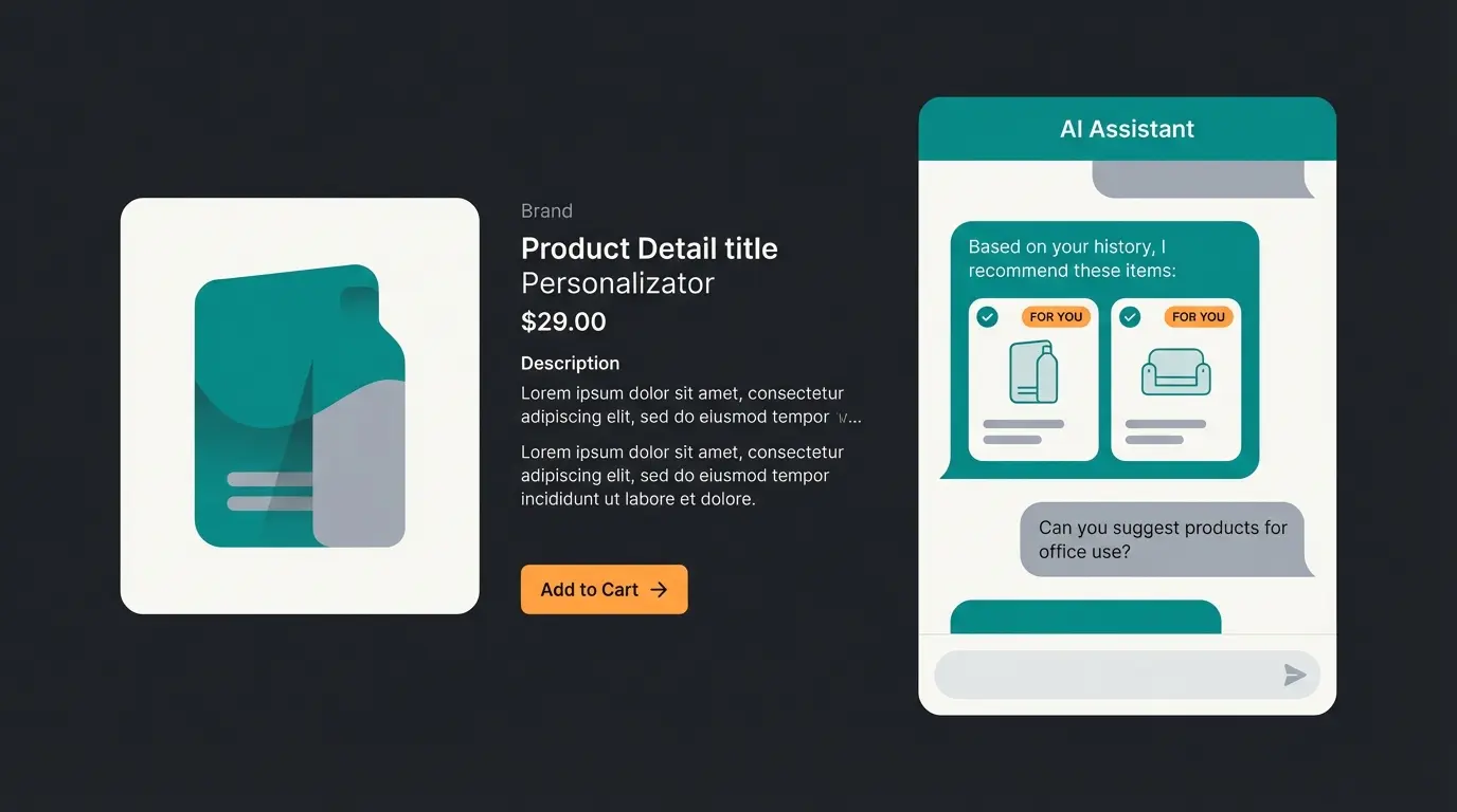 AI consultation interface embedded in product detail page showing dynamic recommendations