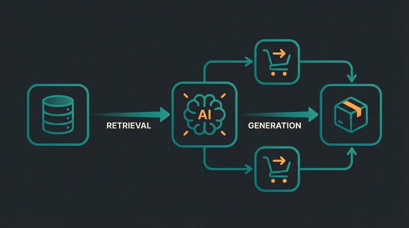 RAG architecture diagram showing data flow between Shopware and AI