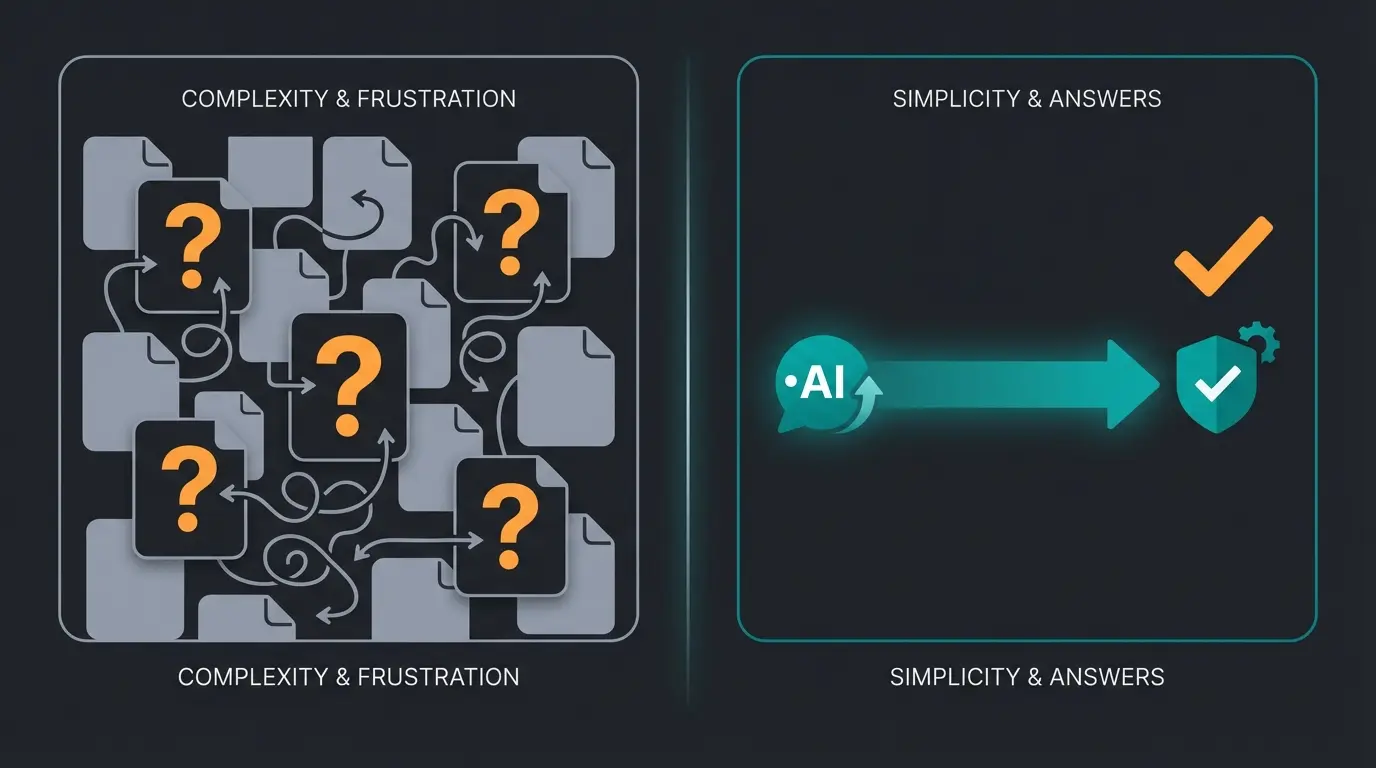 Comparison between static documentation search and dynamic AI consultation