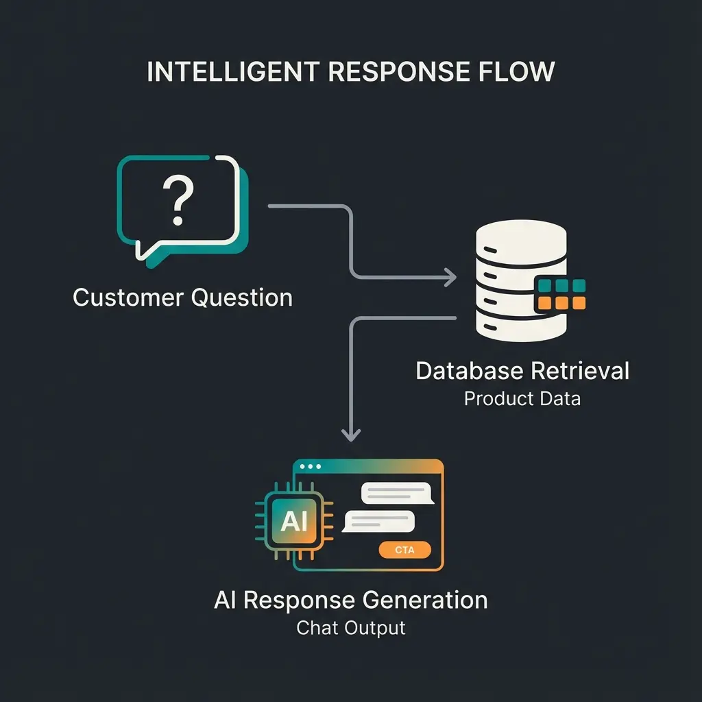 Technical diagram showing how RAG-based AI virtual sales consultant processes customer queries
