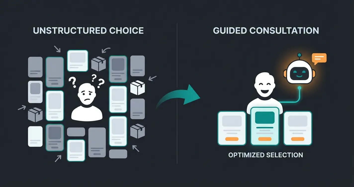 The service gap concept showing marketplace limitations versus consultation-driven shopping