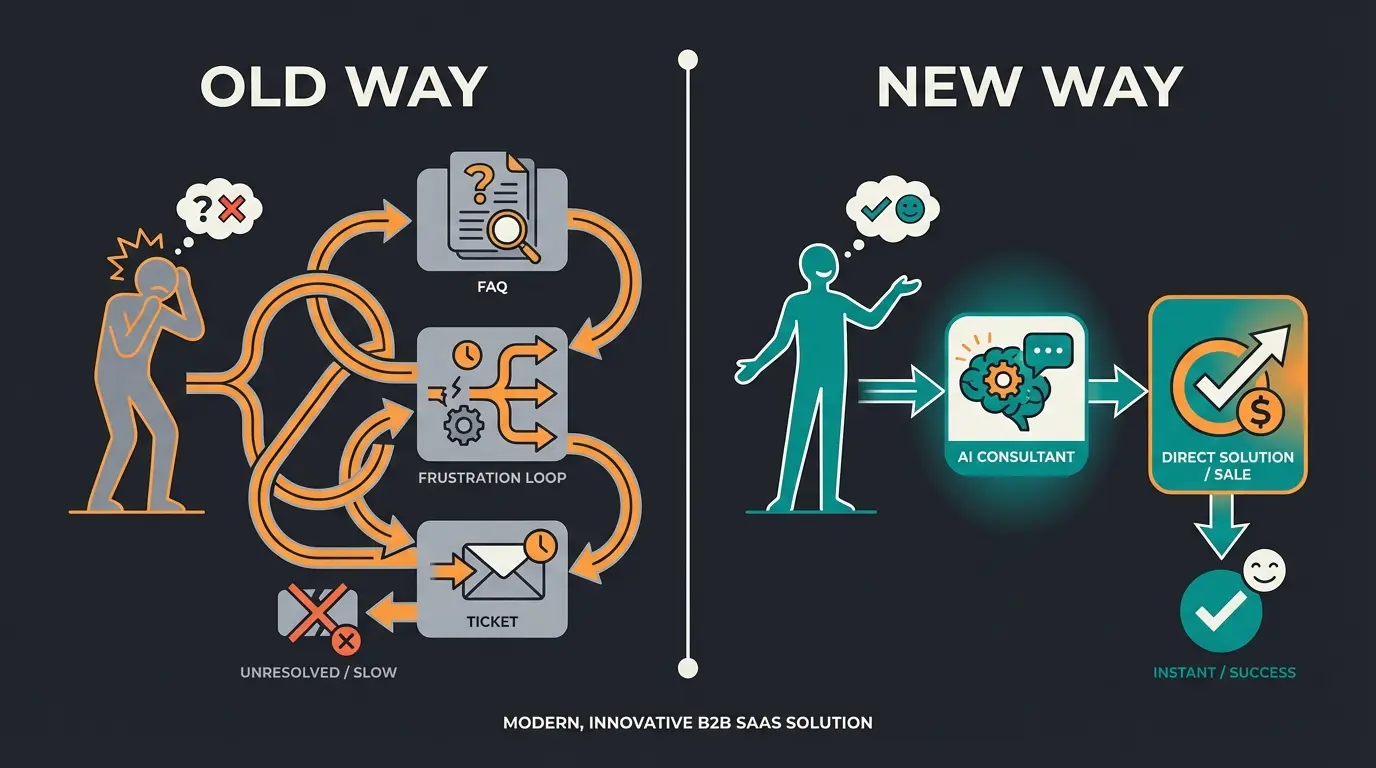 Vergleich zwischen klassischem FAQ-Bot und modernem AI-Produktberater im Kundenservice